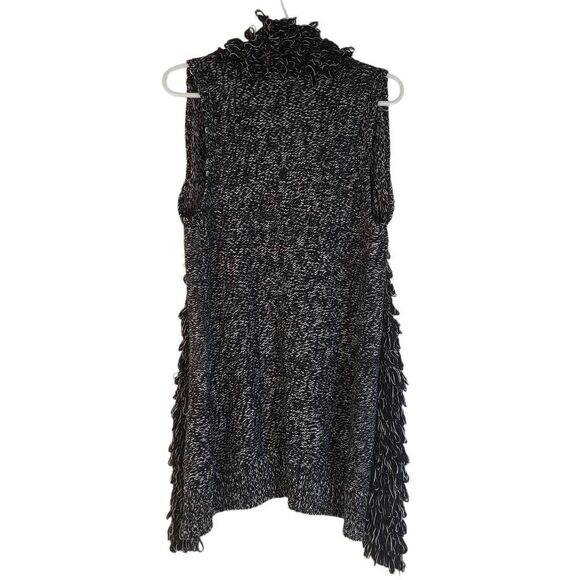 Cache Marled Sleeveless Loop Knit Cardigan Sweater Vest Marl Oreo Medium - Picture 4 of 10